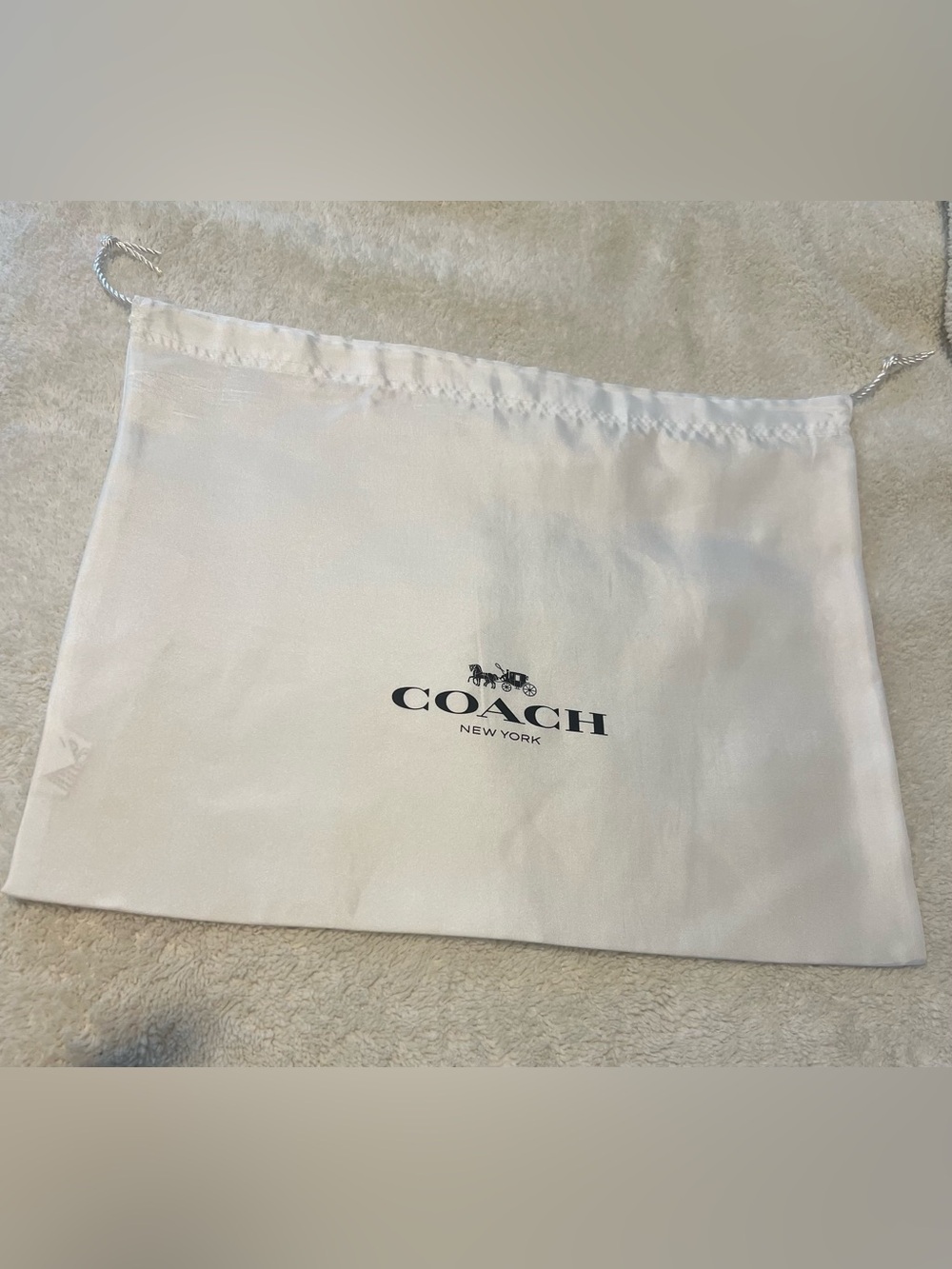 Coach White Drawstring Logo Dust Bag with Black Print
